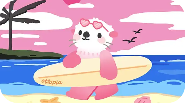 The personalized ottopia sea otter that is surfing